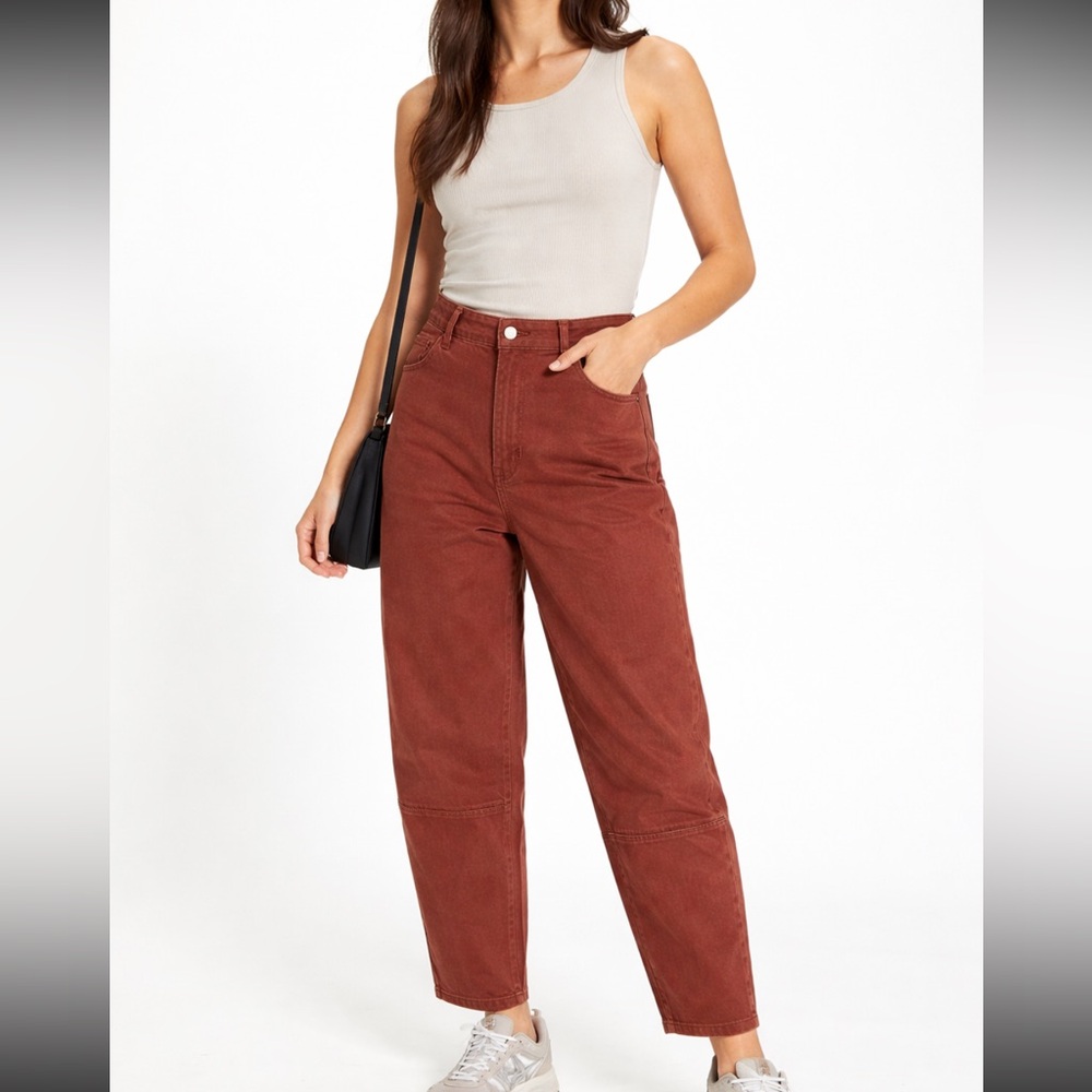 Everlane Utility Barrel Jeans Women's 00 Crop Pants Brown Tapered